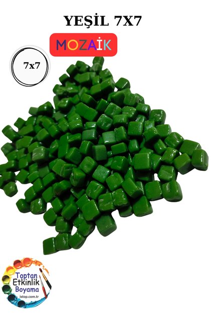 100 Gram Green Colored Mosaic Set – 7X7 mm | For Children's Activities and Art Projects