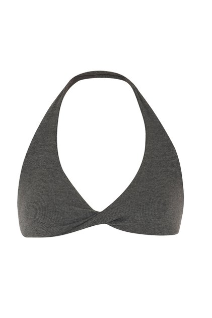 Kaşkorse Gri Melanj Crop Top