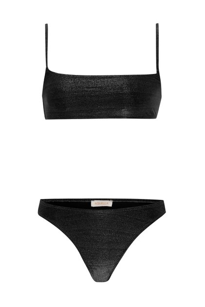 Lurex Siyah Straplez Bikini