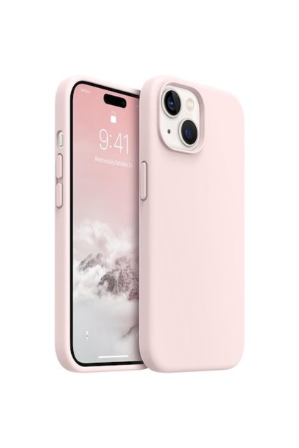 Husa protectie compatibila cu iPhone 15 Plus, slim, silicon Roz cu interior din microfibra, protecti