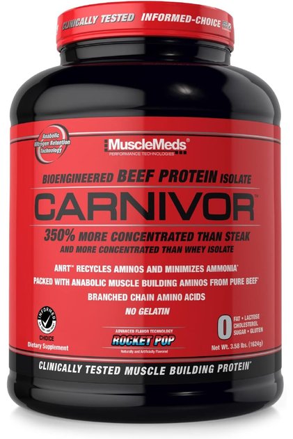 CARNIVOR Beef Protein Isolate Lactose Free Sugar Free, Fat Free 23g Protein Rocket Pop 56 Servings