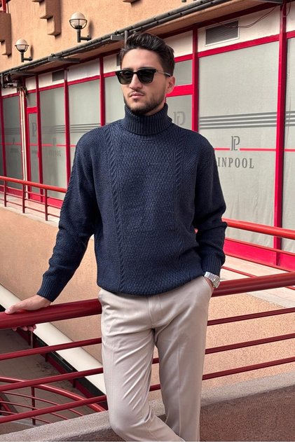 Men'S, Full Turtleneck, Wool, Old Money Culture, Sweater Pltk16