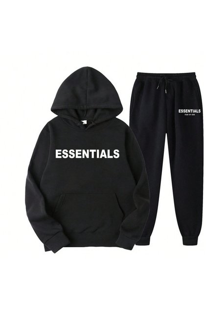 Unisex Essentials Printed Oversize 3 Thread Hooded Tracksuit Set