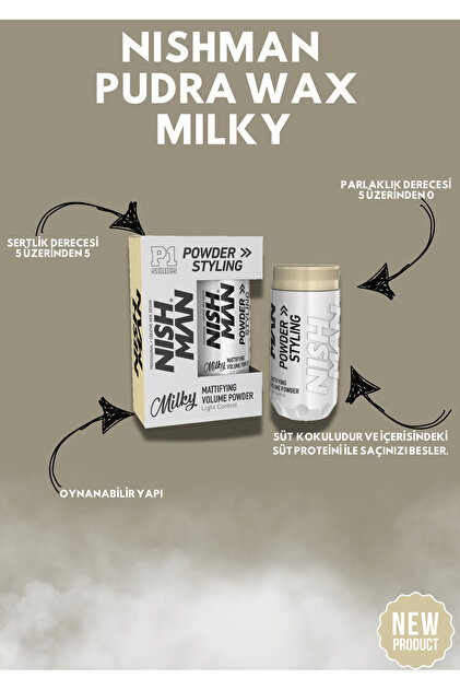 NISHMAN Saç Şekillendirici Toz Wax P1 Mılky / Oynanabilir Yapı