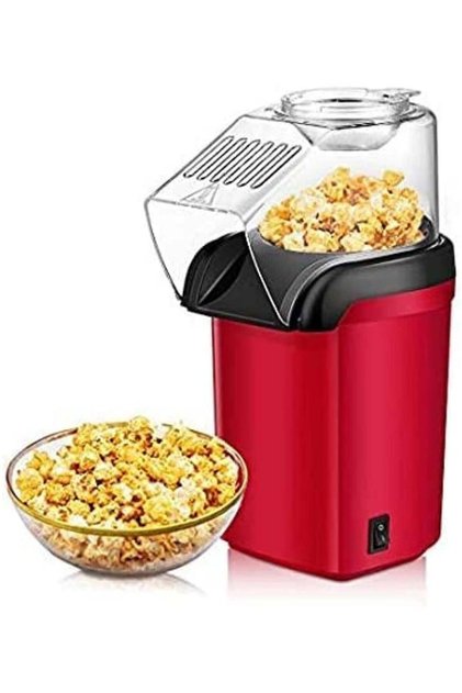 Oil-Free Popcorn Maker with Measuring Cup & Butter Melting Tray — Fast 3-Minute Popcorn for