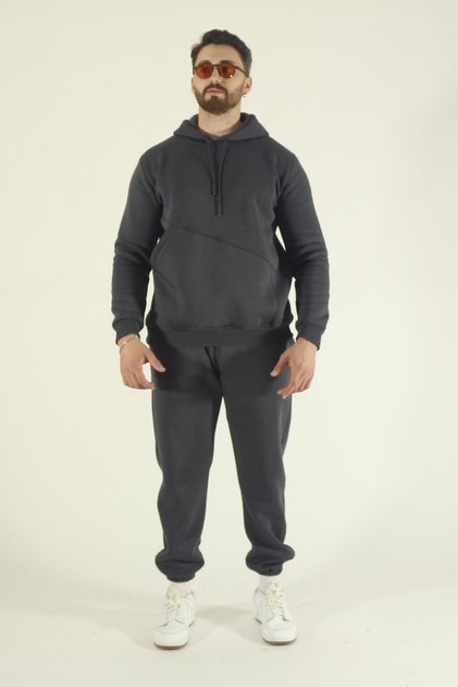 Men's Fleece Lined Tracksuit Set with Special Pockets Sweatshirt Jogger - Regular Soft Hoodie