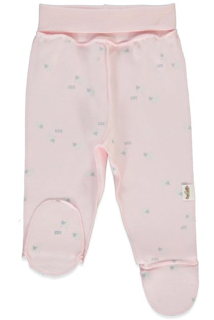 Organic Interlock Pants with Socks (Organic Sleepy Sheepy) Pink