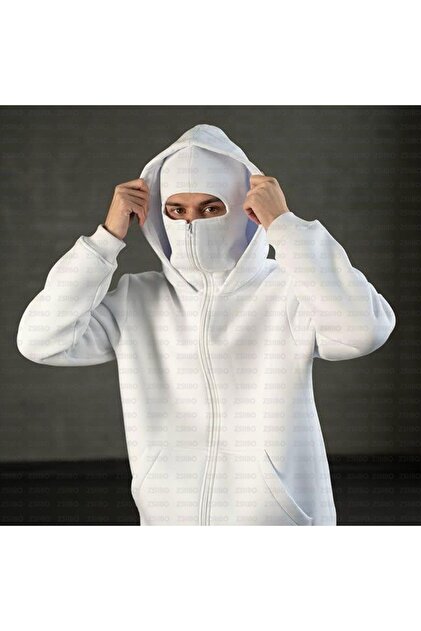 Flaubert - UNİSEX KAR MASKELİ NİNJA SWEATSHIRT HIRKA 3 İPLİK KALIN