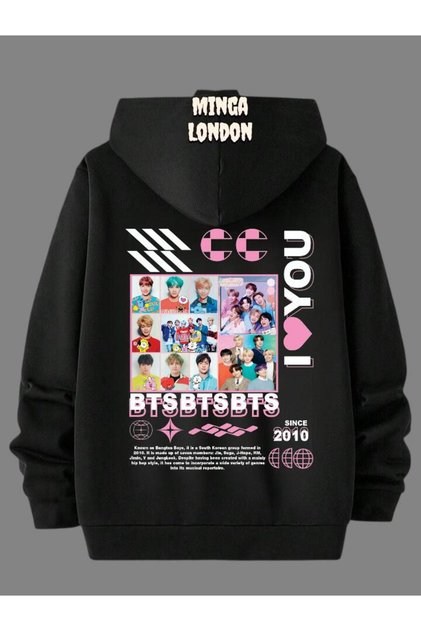 Unisex Black Group Printed Oversize Sweatshirt