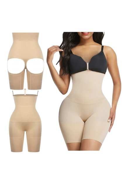 Open back butt lift and abdominal compression corset, compression pants with a buttock opening, seamless open back corset