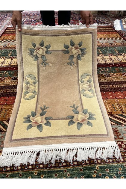 El Dokuma Kabartmalı Çin Halısı 2 El Ebat 90x60