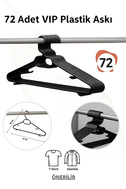 Black Plastic Clothes Garment Hanger 72 Pcs Plastic Clothes Hanger Black Vip