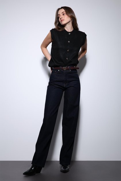 Black Textured Women's Knit Vest
