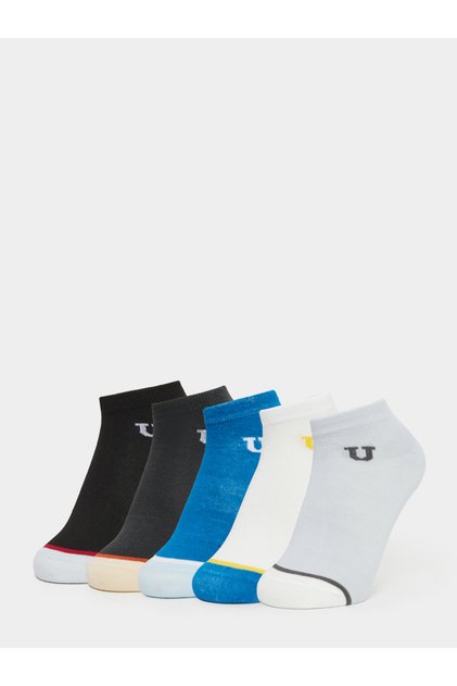 Pack of 5 - Contrast Detail Ankle Socks