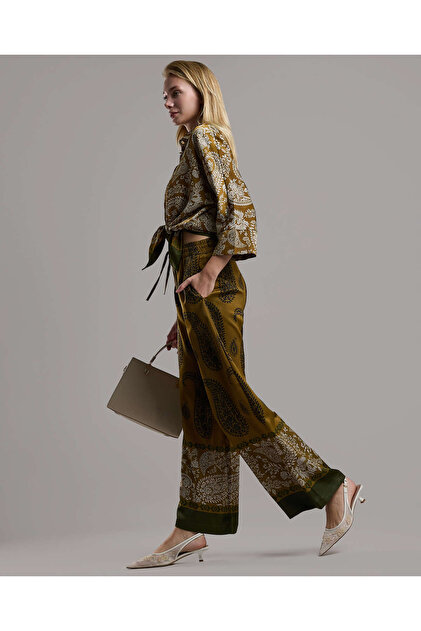 Printed Wide Leg Pants with Drawstring Waist