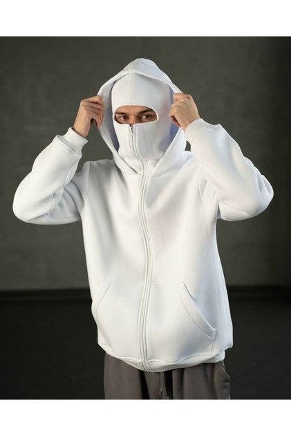 Unisex Snow Masked Ninja Hoodie 3-Ply Thick Zippered