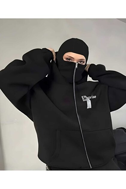hika LAYORA -UNISEX KAR MASKELİ NİNJA SWEATSHIRT HIRKA 3 İPLİK KALIN