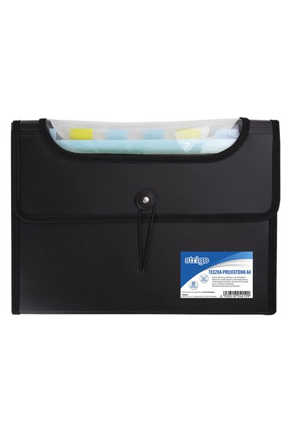 Mapa plastic extensibil A4, 12 compartimente, negru SF038