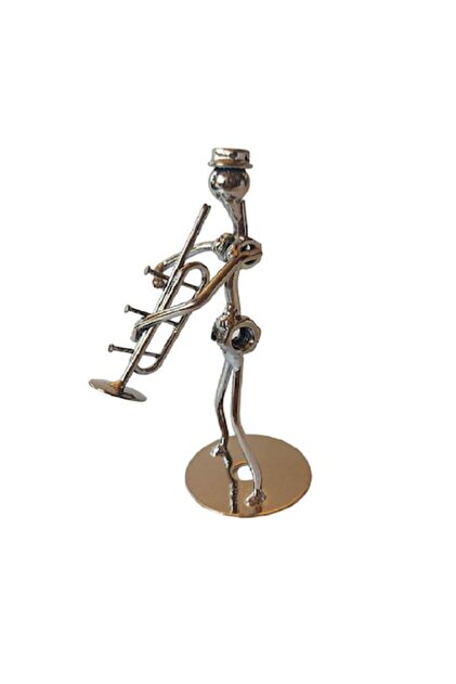 Ornament decorativ metalic cu muzician, negru, 13 cm