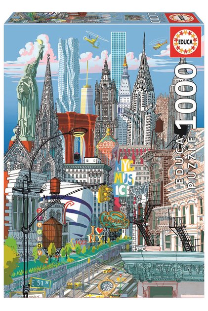 Puzzle 1000 piese – New York City (ilustratie urbana) –