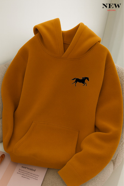 Horse Printed Hooded Sweatshirt