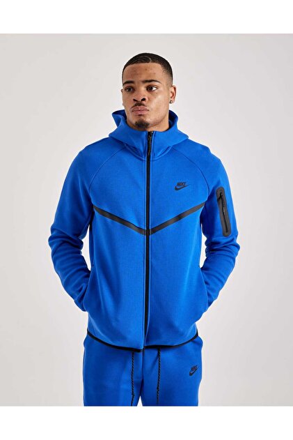 Nike Tech Fleece Mavi/Siyah Erkek Fermuarlı Sweatshirt (Blue