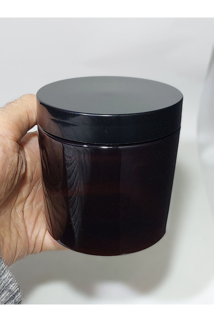 Amber 500ml Empty Pet Jar with Cap, Black Lid Jar Suitable for Cream and Candle 3 Pieces