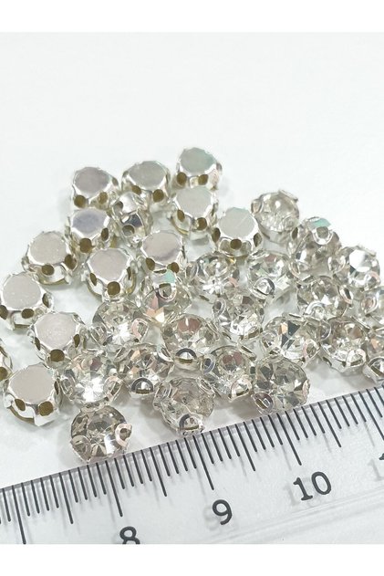 50 Adet Ss35 ( 6 Mm ) Gümüş Kasalı Beyoğlu Dikme Taş