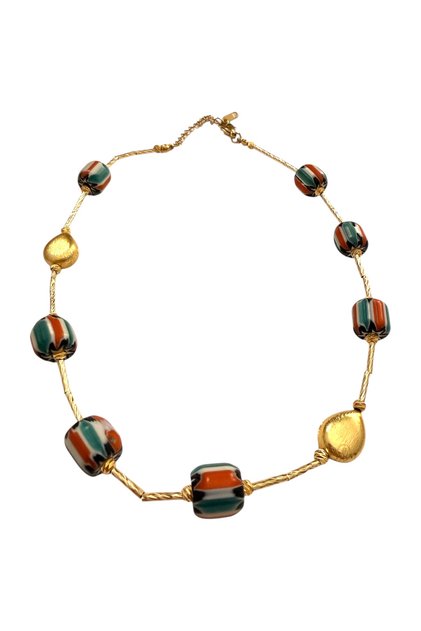 Natural Stone Row Steel Special Design Necklace