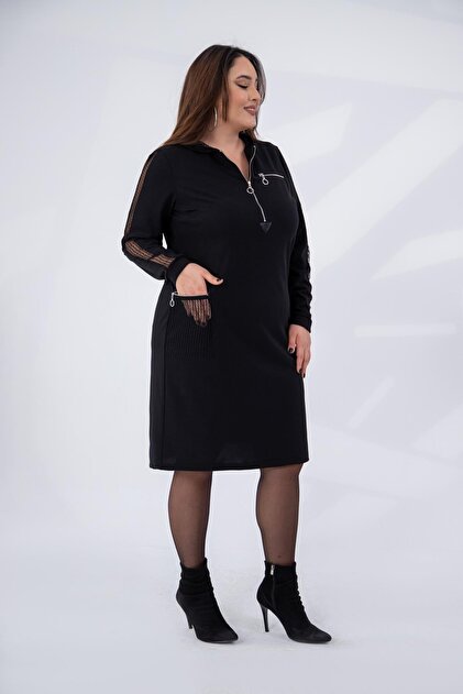 black dress express LD-S {Sheer Elegance} Black Midi Dress w/Sheer Overlay CW EXTENDED PLU –  Curvy Boutique Plus Size Clothing main image 1