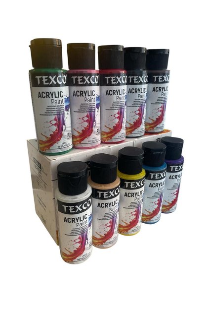 TEXCO ACRYLIC 60MLX10 LU SET 1(ANA RENKLER) 10 ANA RENK AKRİLİK BOYA SETİ