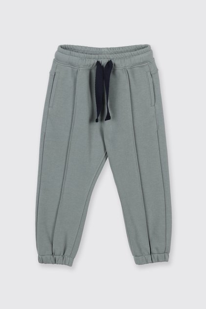 Baby Boy Elastic Waist Green Sweatpants with Pockets and Elastic Cuffs