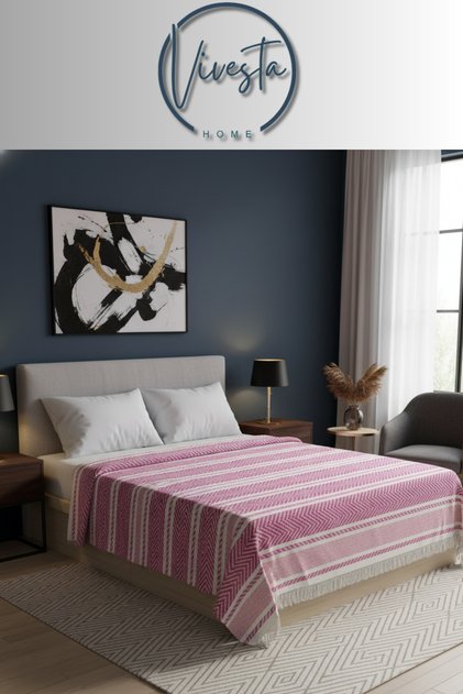 100% Cotton Fringed Bedspread - Sofa Cover - 160X220 – Stylish and Modern Design