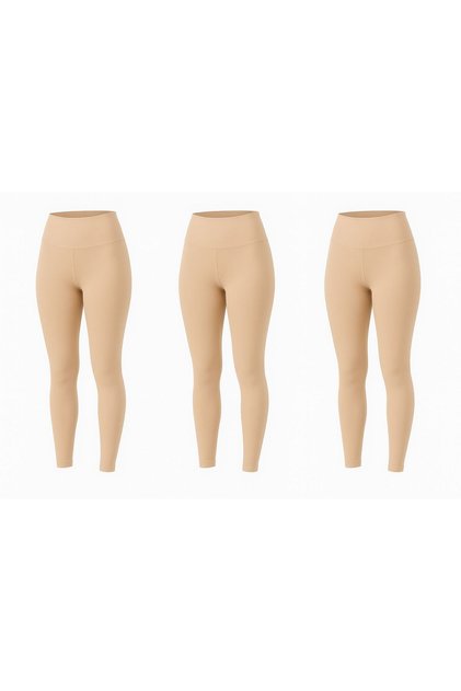 High Waist Basic Women's Leggings Set of 3 | Skin Color Nude Package | Sports, Daily Invisible Recovery Agent