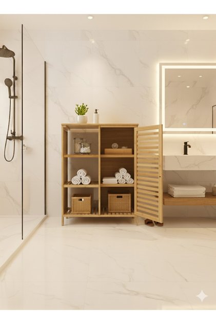 Bambu Kapaklı Raflı Dolap Yld-007