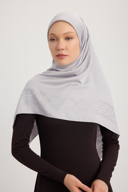 A1121 Matte Satin Jacquard Scarf 110X110Cm - Silver