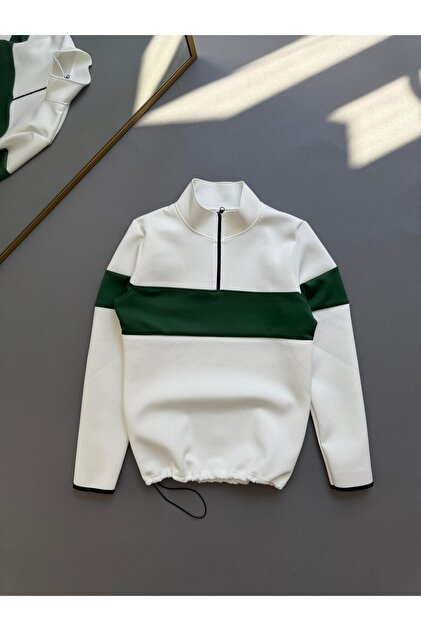 Scuba High Collar Half Zipper Tracksuit Diving Fabric Slim Fit Paris Printed
