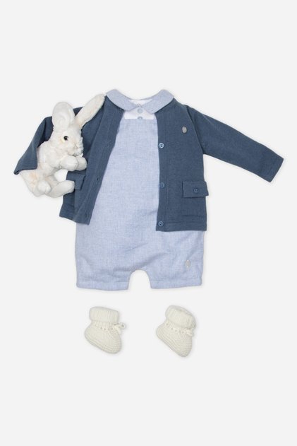 Patachou Newborn Blue Cardigan with Pocket Detail