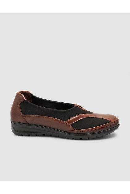100% Genuine Leather Women's Comfort Shoes with Tan Detail