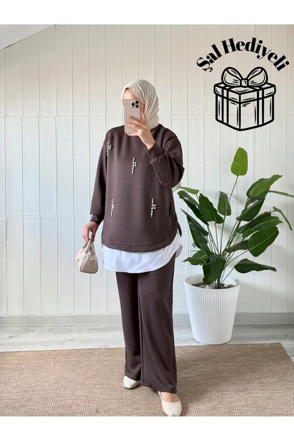 Double Premium Fabric Pearl Suit Hijab Double Suit Double Face Fabric Shawl with Gift