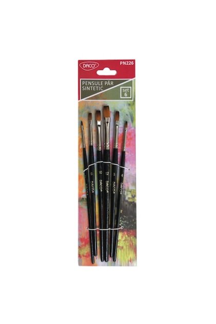 Pensule, set 6 buc., vârf drept, păr sintetic