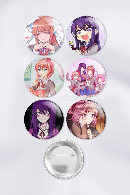 DDLC Doki Doki Literature Club Video Oyun Çanta Süsü Rozet İğneli Buton Rozet Seti (6 ADET)