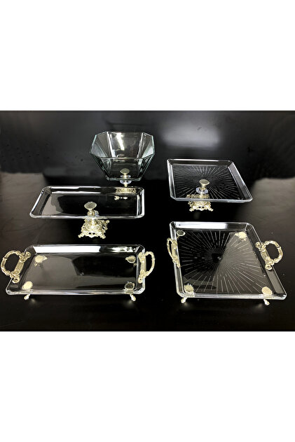 5 Piece Silver Casting Footed Presentation Set | Cake – Cookies – Dessert – Serving Plate