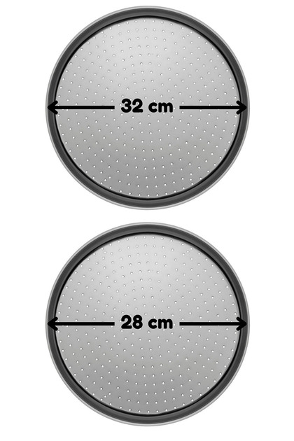 Medium and Small Size Perforated Pizza Tray Lahmacun Pita Tray 32 and 28 cm 2 Pieces