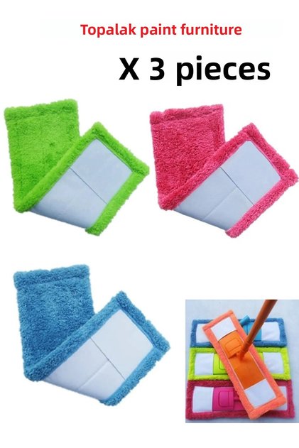 3Pcs 40cm Mixed Color Mop Refill Cloth, Microfiber Mop Cloth & Refill