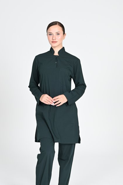 Hijab Hunter Green Stretch Fabric Cotton Doctor Nurse Uniform Scrubs Suit