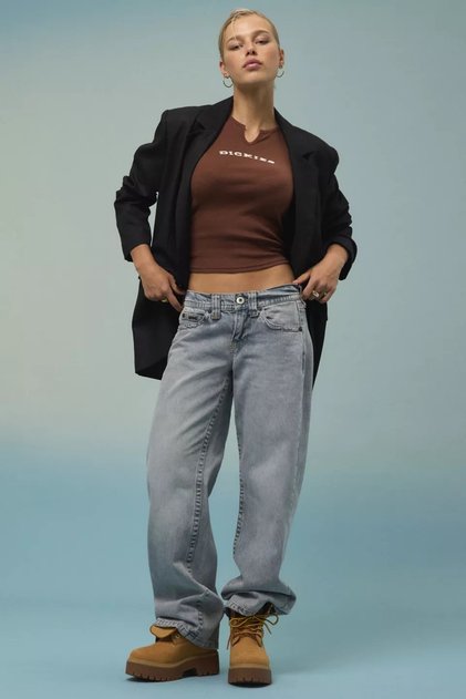 Jasika Cloud Mavimsi Gri Renk Düşük Bel Jeans Pantolon