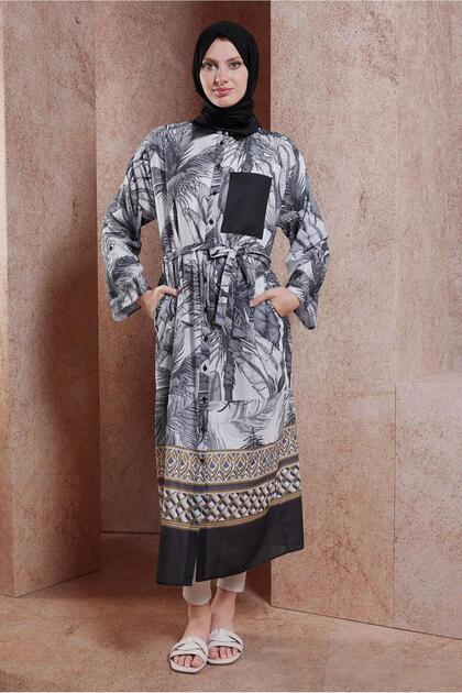 Patterned Linen Effect Tunic 44772