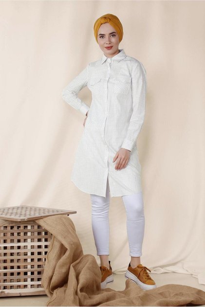 Square Patterned Cotton Tunic 4149
