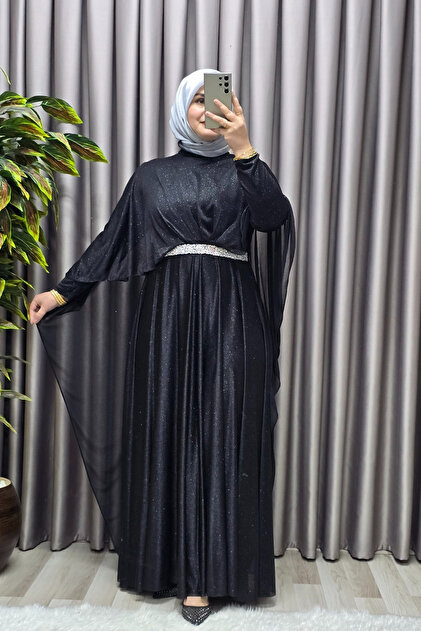 Elmas Tesettr Women's Hijab Plus Size Clothing Glitter Cape Evening Dress-  Trendyol